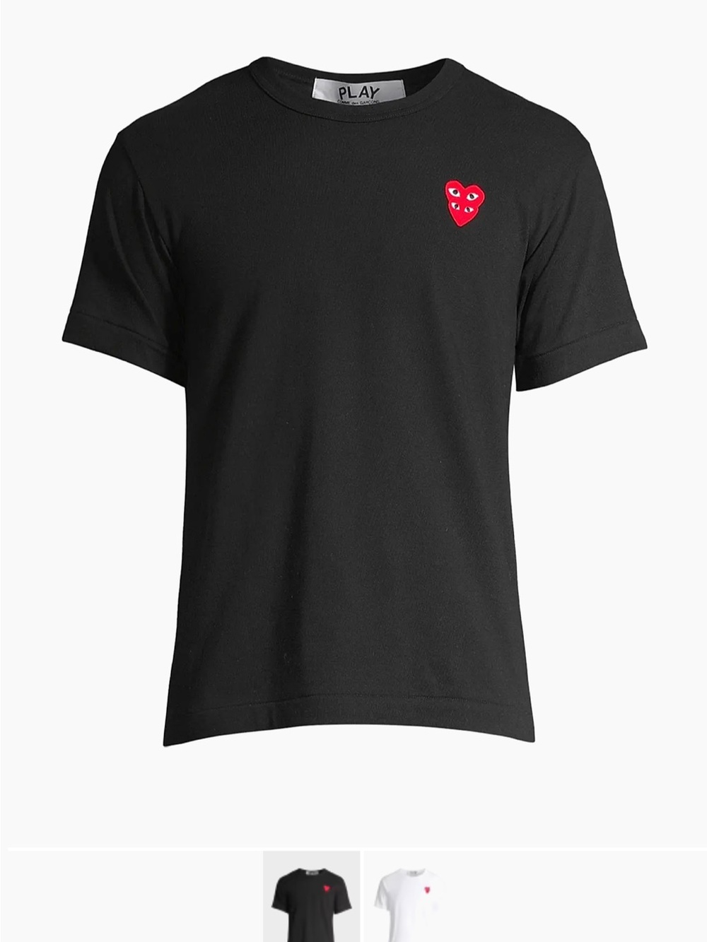 Comme des Garçons PLAY Black Short-Sleeve Tee with Double Red Heart